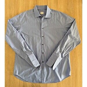 Armani Collezioni Shirt Mens Large Gray Houndstooth Button Up Dress